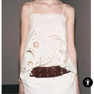 Zara ZW Collection Embroidered Topstitching Cami